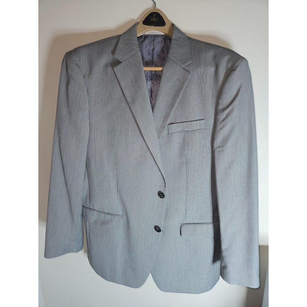 Chaps Mens Gray Suit Jacket Blazer Size Large L Single Breasted Sport Coat